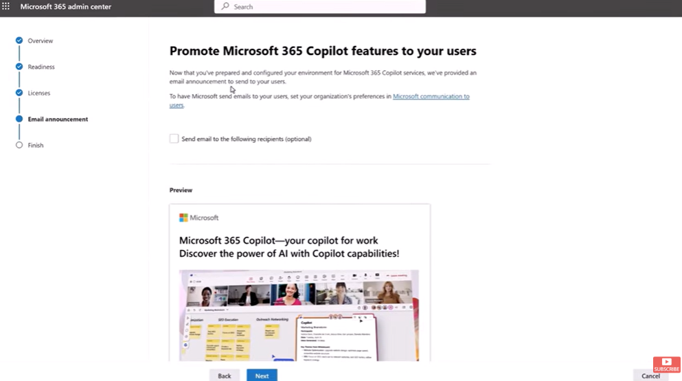 Microsoft 365 Copilot への招待メール確認画面